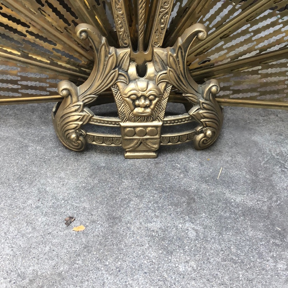 Vintage art deco brass peacock fireplace screen - Picture 3 of 4
